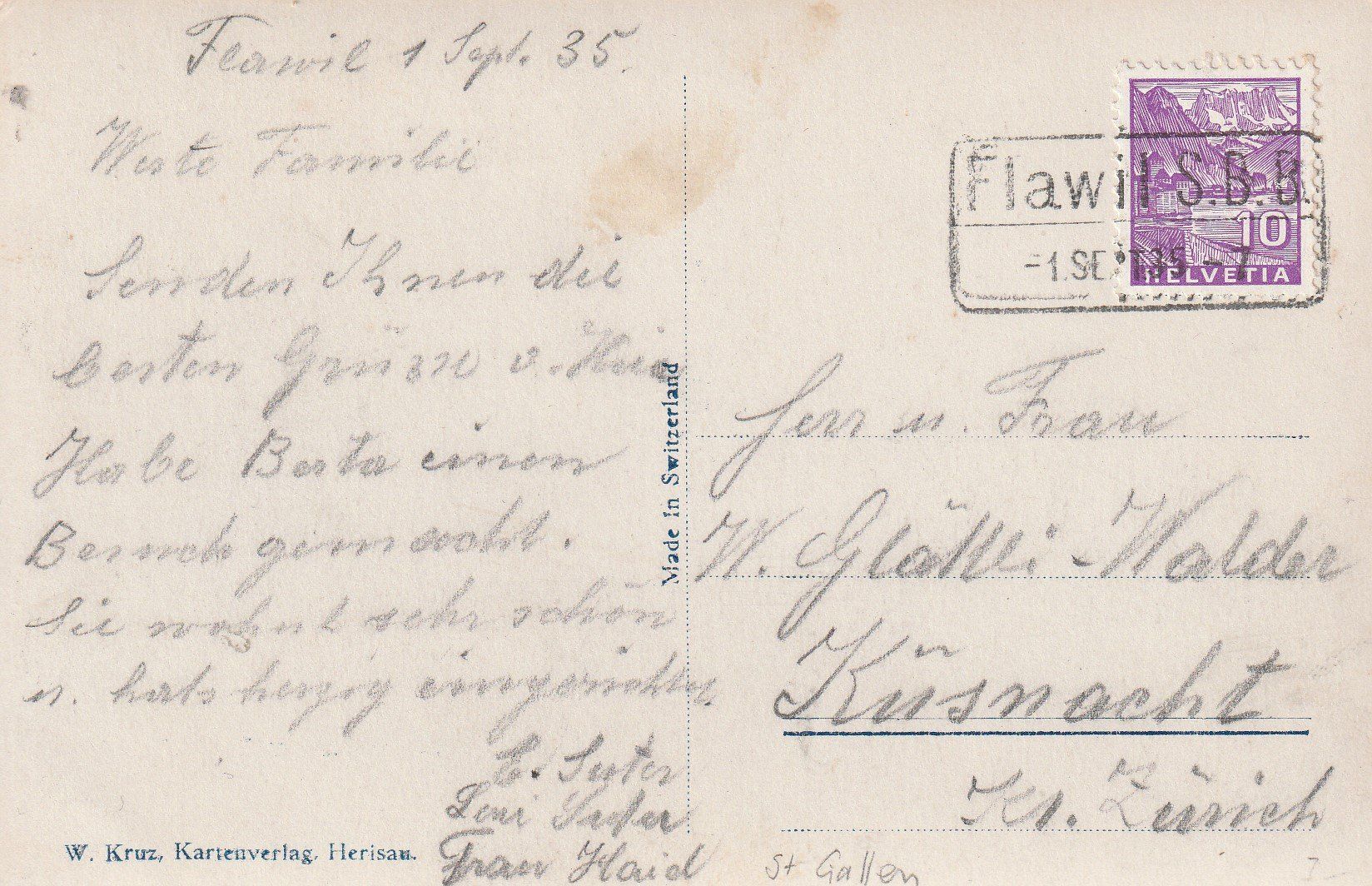 Cartoline postali: Flawil - Restaurant Tannenbaum 1935 – Usato da uttwil venduto da Koehlerfred 1