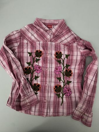 S.Oliver Bluse, Gr.122 Kariert, mit Blumen Stickerei!