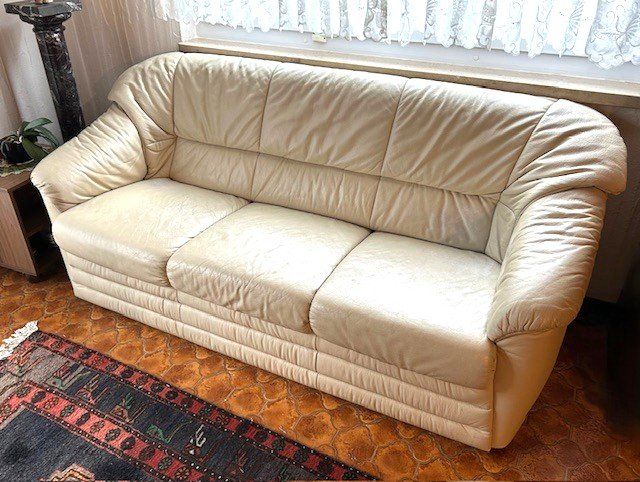 Divani: Leder Sofa, beige – Usato da Flumenthal venduto da Uranus26