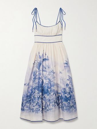 Linen Blend Midi Dress