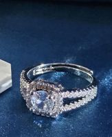 Offener Ring mit funkelndem Zirkonia, 925 versilbert