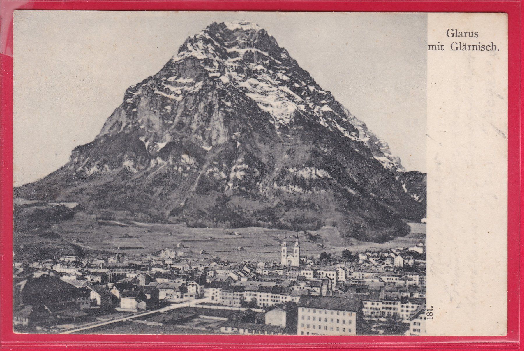 Ansichtskarten: GLARUS MIT GLÄRNISCH, 17.5.1909 – Gebraucht aus Oberrieden von Gebirgsstelze