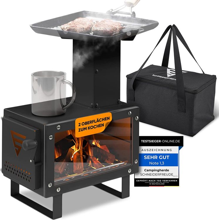 Produktbild von Camping-Holzofen Mit USB-Gebläse Silbern 35,5x26x28cm Edelstahl VidaXL