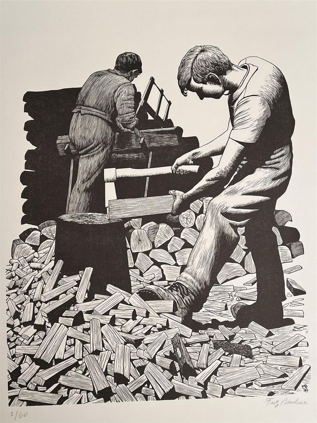Gravures sur bois: Fritz Buchser Holzschnitt Holzhacker – D'occasion à Adliswil par buch_und_kunst