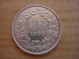 (C1) 1 Franken 1909 VZ-UNZ