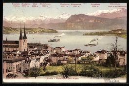 AK Luzern, Hofkirche und Alpen, 1907