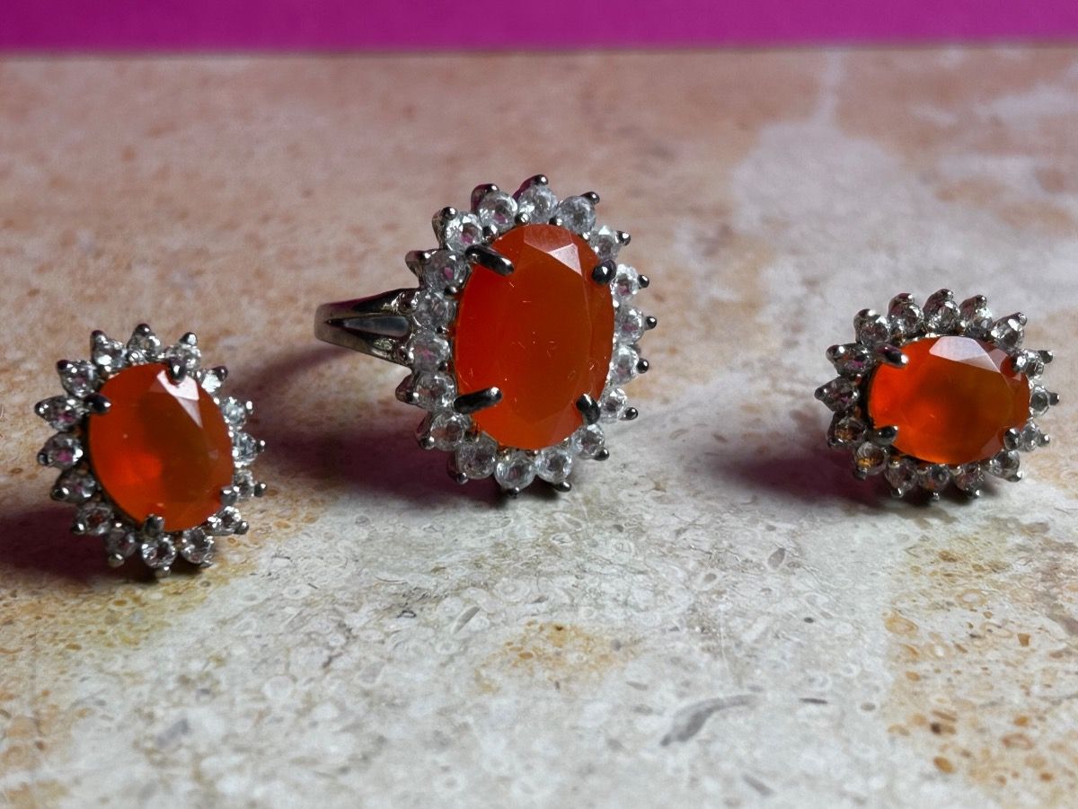 Altri gioielli: Schmuckset Ring & Ohrringe mit orangen Steinen – Usato da Laufen venduto da Bellavitaboom