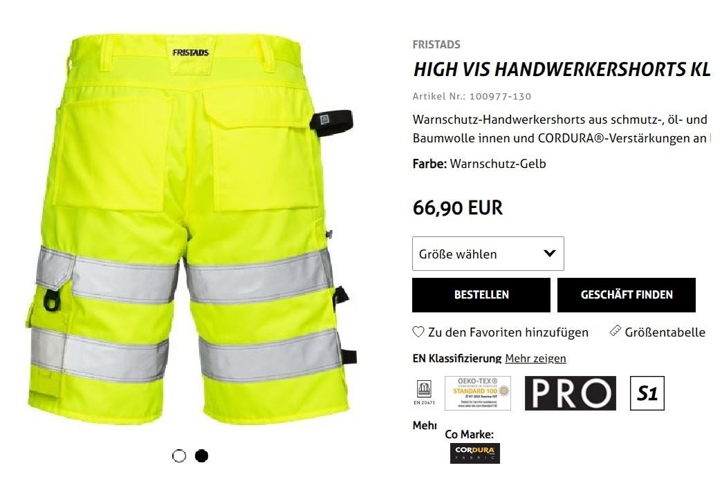 Hosen: Fristads HIGH VIS HANDWERKERSHORTS C48 – Neu und originalverpackt aus Uerkheim von Justi.y 2