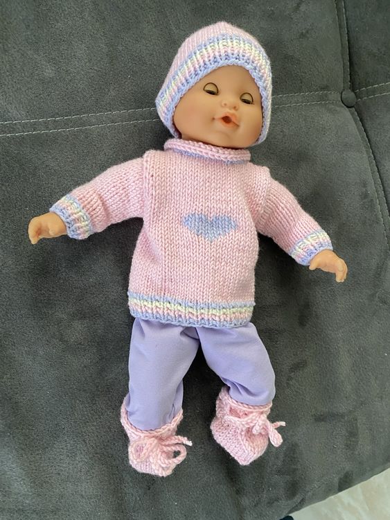 Puppenkleidung-Set Für 30–43 Cm Puppen – Mit Kapuzenbody, Rock, Gamaschen & Aufhänger, Rosa/lila