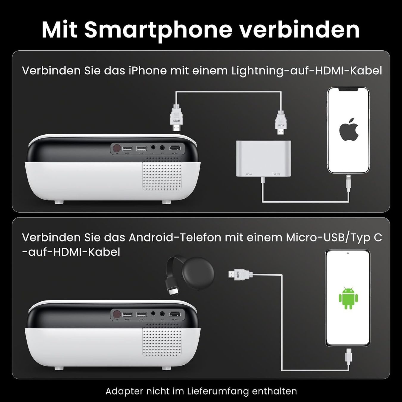 Proiettori: Mini Beamer 4K 1080P Full HD Bluetooth tragbar – Nuovo e nell'imballaggio originale da St. Gallen venduto da VerkaufsMaus50 6
