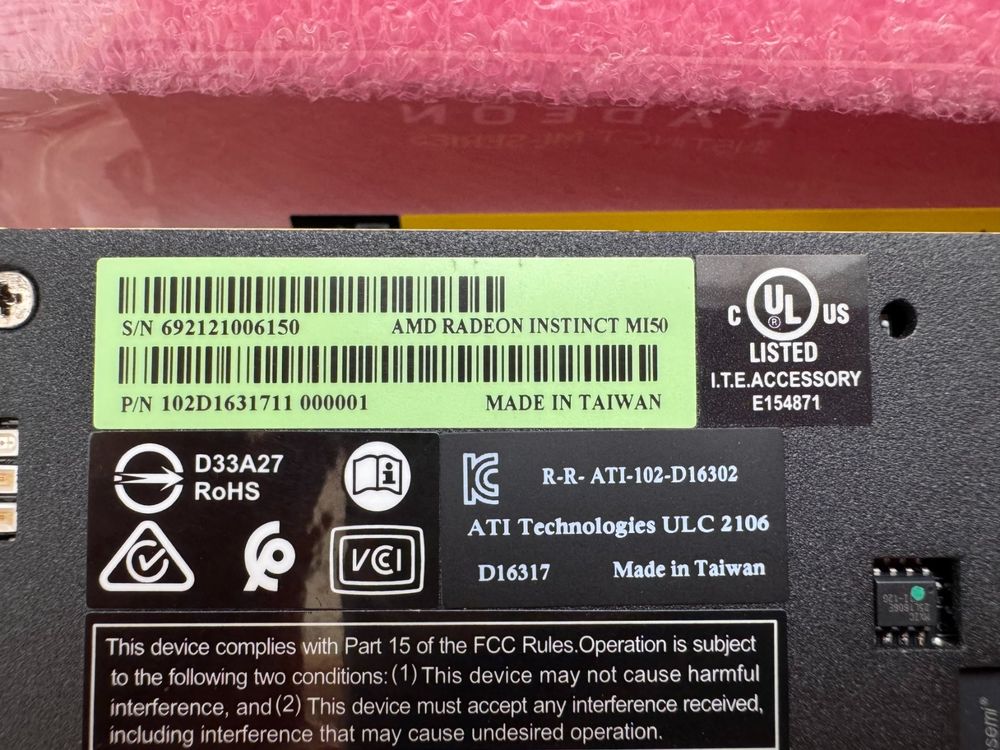 AMD Radeon Instinct MI50 32GB S/N: 692121006150 (NOS) (Neu (gemäss ...
