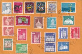Buntfrankierter Brief mit Stempel PESEUX 22.1.69