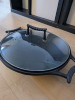 🍳 Gusseiserne Wok-/Bratpfanne mit Glasdeckel