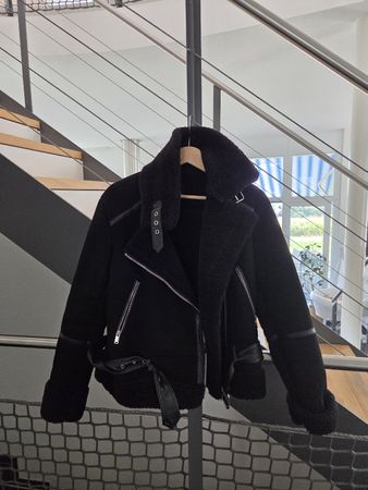 Herbst-/Winterjacke Kunst-Wildlederoptik, gefüttert schwarz 