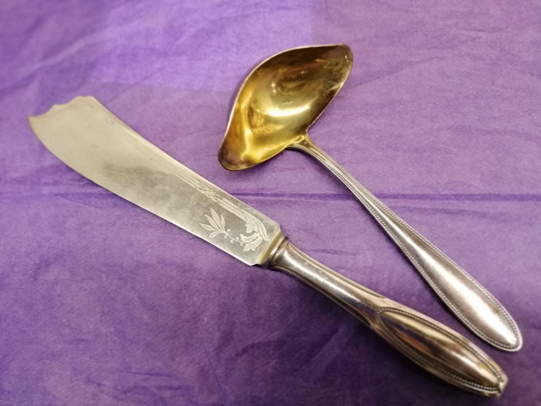 Set di posate: Antikes Jugendstil Servierbesteck, versilbert – Usato da Rheinfelden venduto da Cleopatra2000