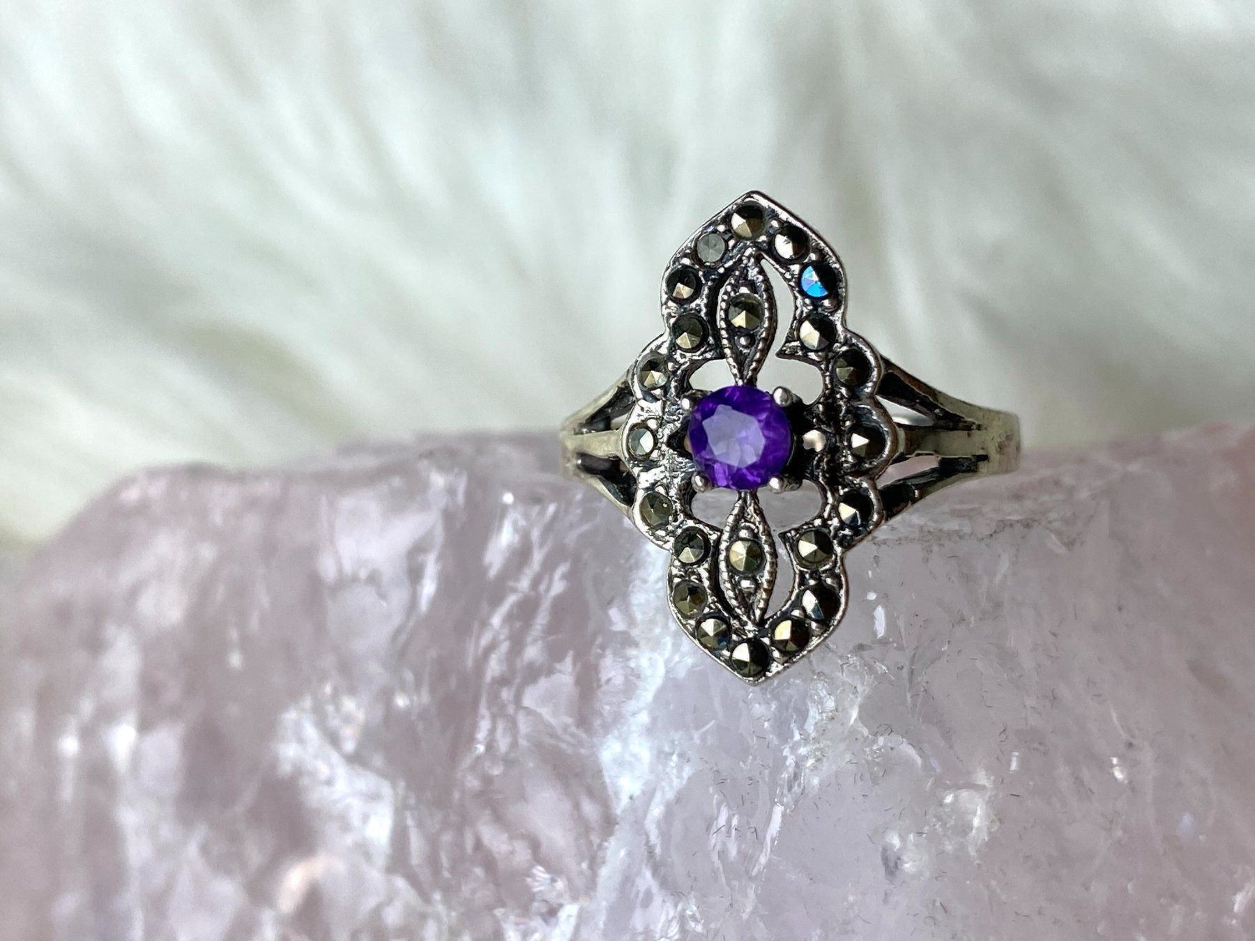 Anelli: Ring Silber 925 mit violettem Stein – Usato da Istighofen venduto da Ringparadies