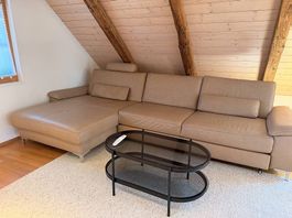 Dieter Knoll Ecksofa aus Echtleder  mit Schlaffunktion