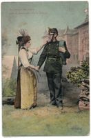 Militärische romantische Grusskarte, gelaufen 1907