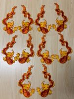 10 Drachen rot/gelb, Bügelbild, Aufbügler, Applikation