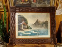 Antiker Tramp-Art Rahmen – Tellskapelle 1912 – 80×65