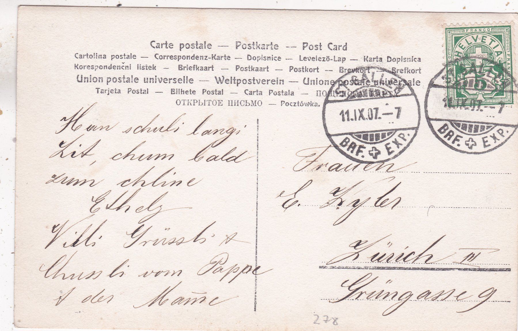 Cartoline postali: Photokarte Mann mit Kind 1907 – Usato da Herisau venduto da Lisegrat2008 1