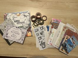 Kreativ-Bastel-Set (Sticker, Washitape, Ausmalen)