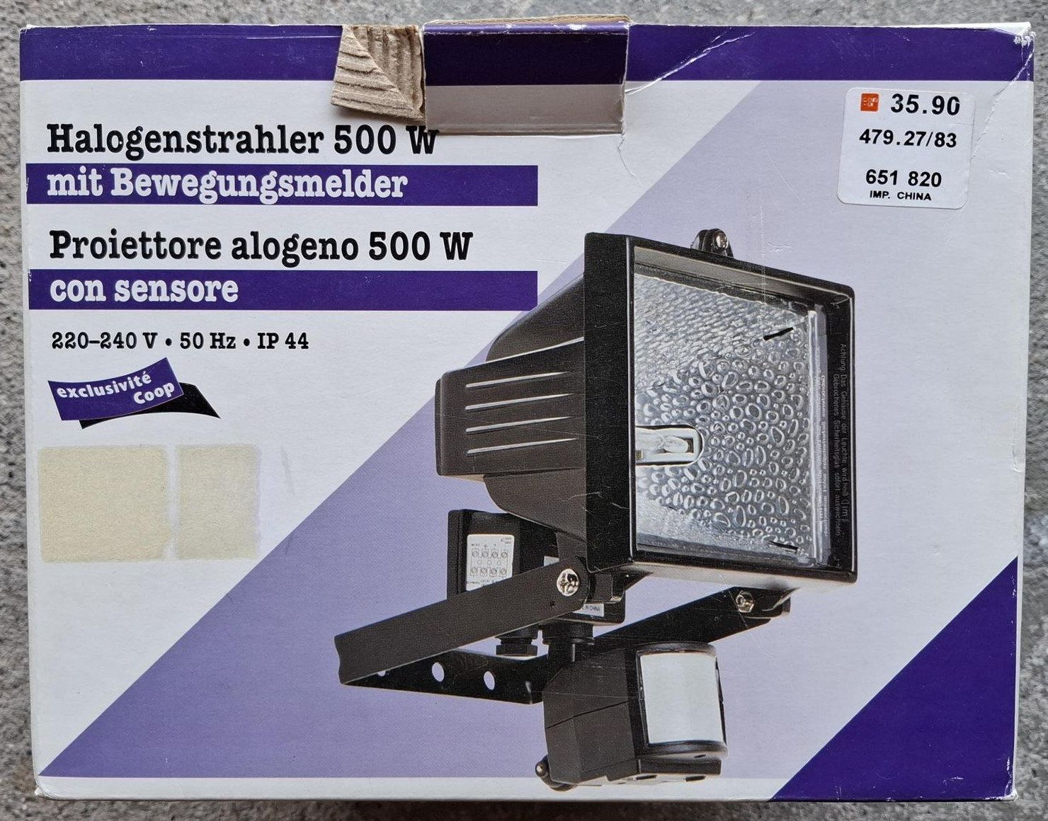 Lampade: Halogenstrahler 500 Watt mit Bewegungsmelder – Nuovo e nell'imballaggio originale da Hergiswil NW venduto da buiz26