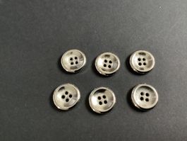6 Knöpfe aus Kunststoff, silber, rund, 1.3 cm dm