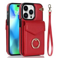 Schutzhülle Etui für iPhone 15 Pro mit Kartenfächer + Gurt