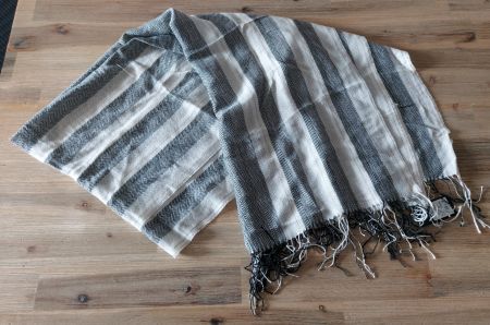 Neuer Navyboot Schal Alpaka/Seide, weiss/grau 70x200 cm