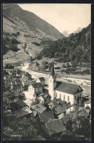 Cartoline postali: AK Amsteg, Teilansicht mit Kirche, 1911 – Usato da Berlin venduto da bartko-reher