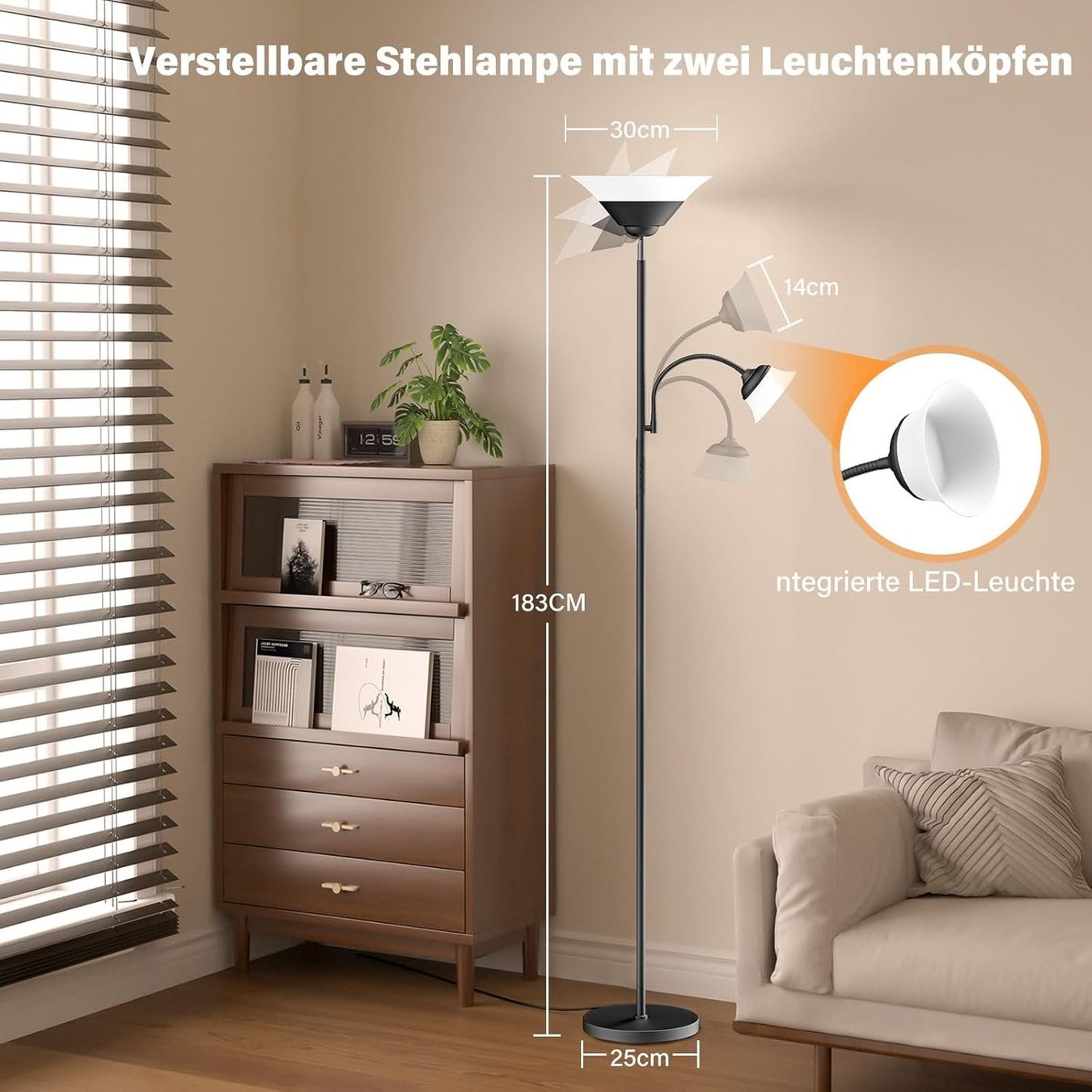 Lampade: LED Stehlampe Deckenfluter dimmbar Leselampe 34W – Nuovo e nell'imballaggio originale da Schaffhausen venduto da tra_6j5m 7
