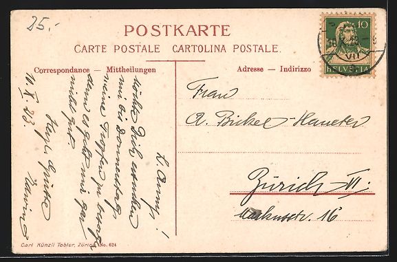 Ansichtskarten: AK Sarnen, Teilansicht mit Bergen, 1923 – Gebraucht aus Berlin von bartko-reher 1