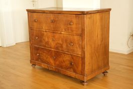 Commode ancienne en bois massif à 3 tiroirs, vers 1840