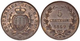 San Marino, 5 Cent 1869 Rom