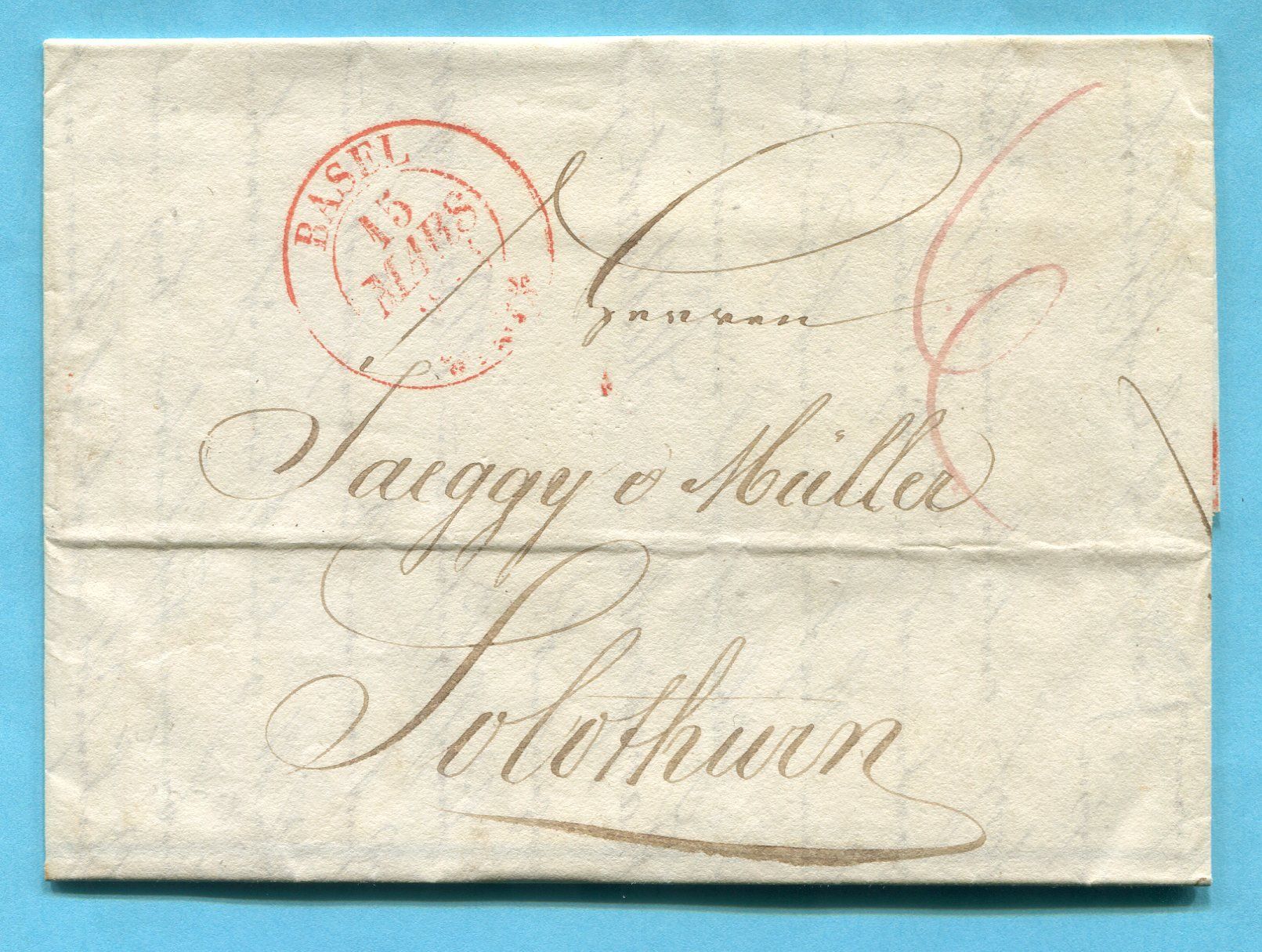 Alle Briefmarken: Faltbrief von Basel nach Solothurn 1834 – Gebraucht aus Opfikon von Prophila