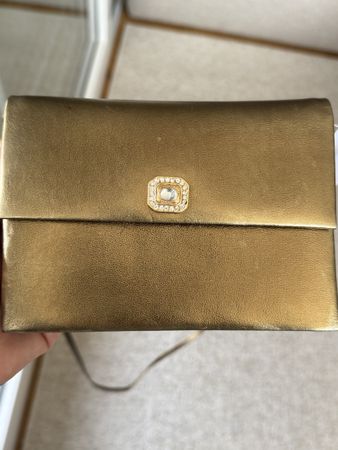 Vintage Handtasche Johann Becker gold mit Schmuckstein klein