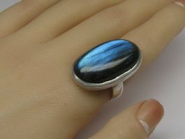 Vintage Ring Silber 925 Labradorit Gr. 60