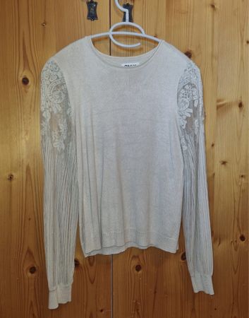 Damen Pullover Only beige mit Spitzenärmeln guter Zustand