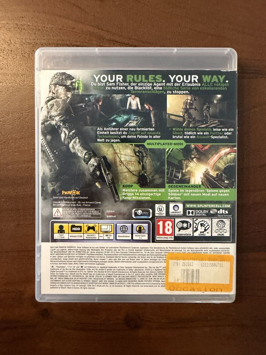 Sony Spiele: Tom Clancy's Splinter Cell Blacklist für PS3 – Gebraucht aus Thunstetten von Virus_33 2