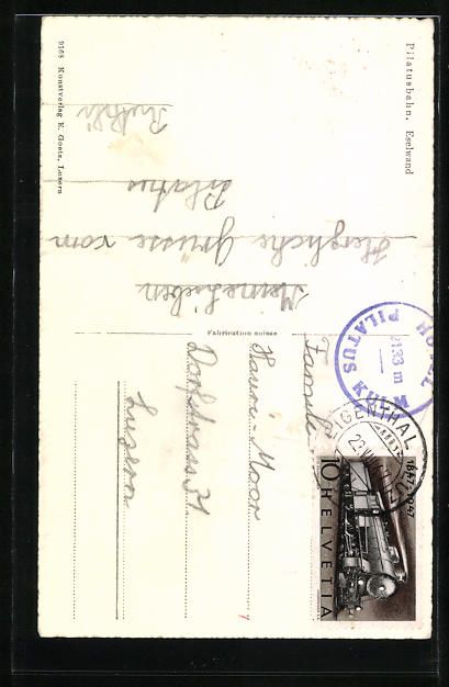 Cartoline postali: Pilatusbahn, Bergbahn an der Eselwand mi – Usato da Berlin venduto da bartko-reher 1
