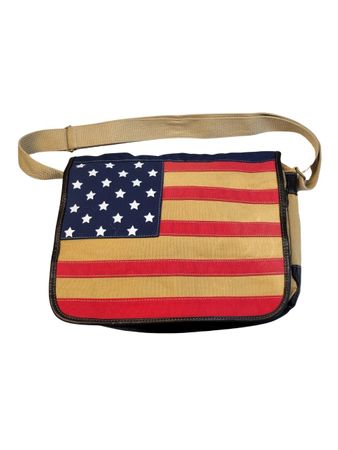 Stoff Tasche USA mit Ledereinsätzen