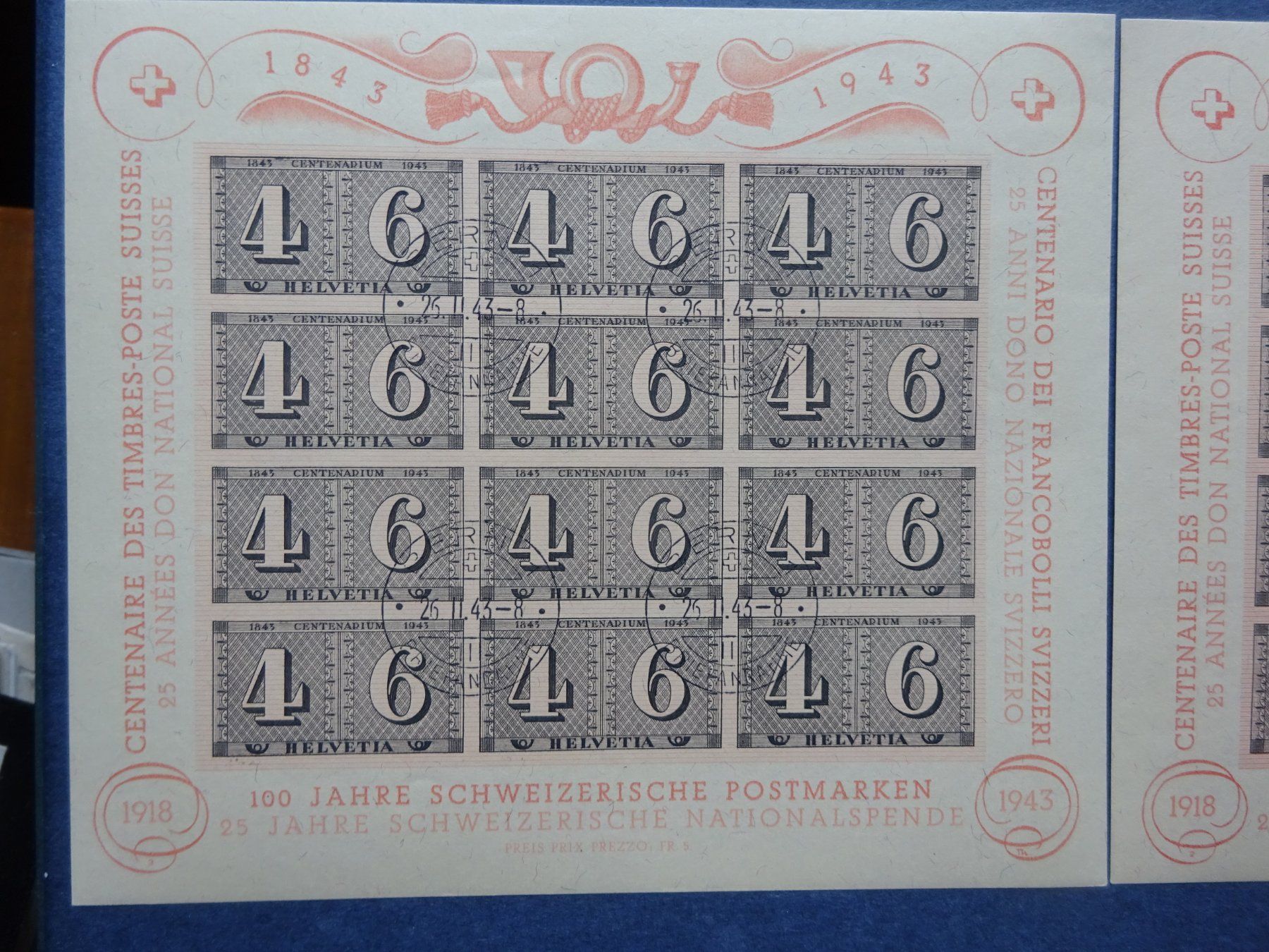 Tous les timbres: 1943 W15 Luxusblatt ET & postfrisch** – D'occasion à Appenzell-Steinegg par adi1975 1