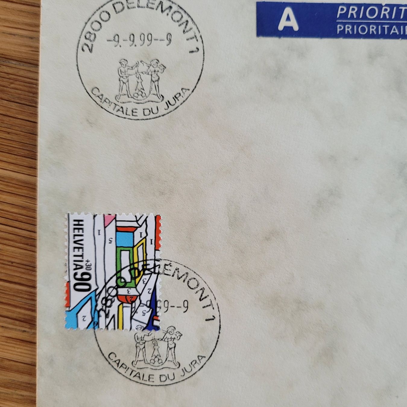 Tutti i francobolli: Dokument Brief Delémont 9.9.99-9 – Usato da Biel/Bienne venduto da Destockweb 1