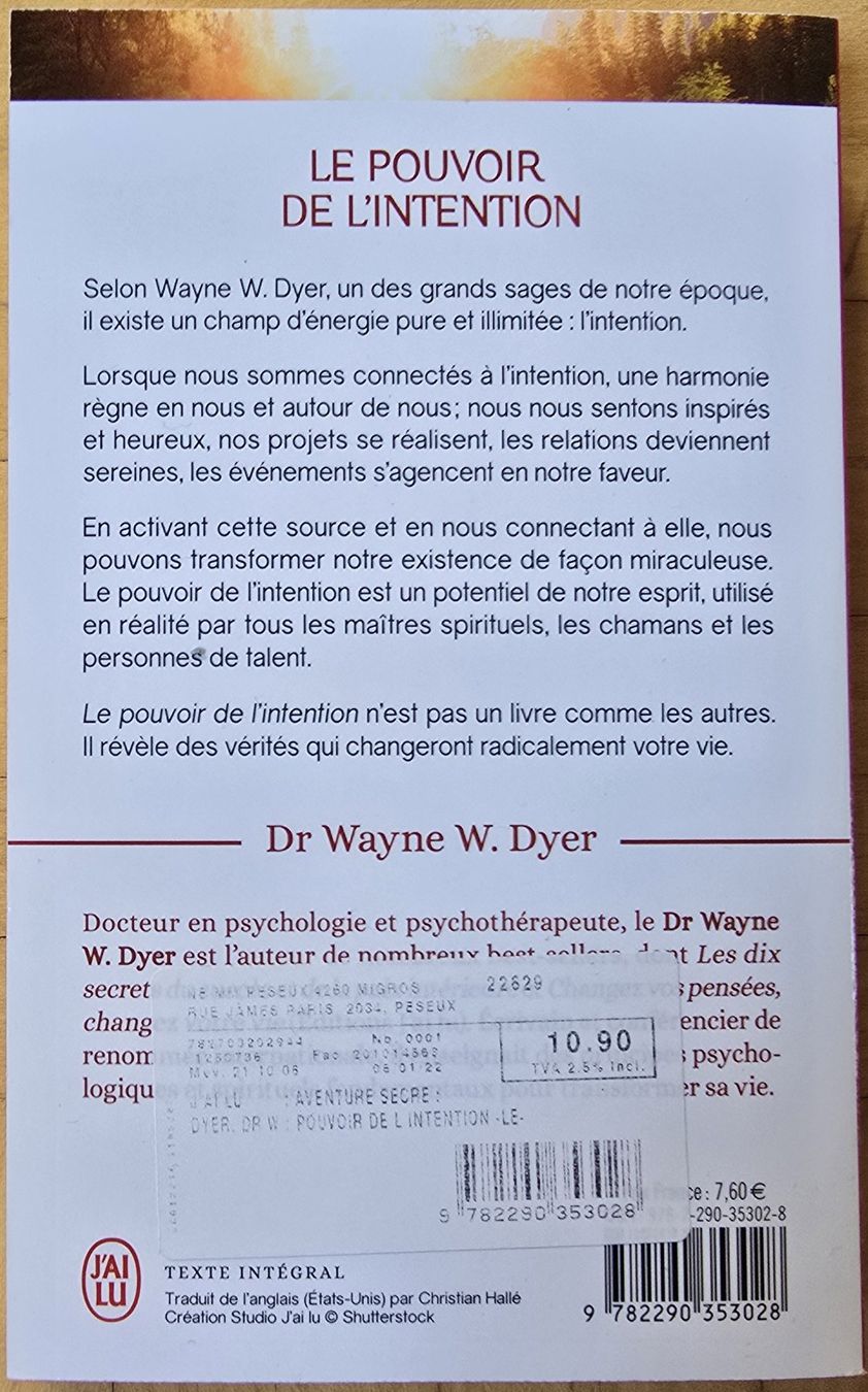 Libri: Wayne Walter Dyer : Le pouvoir de l'intention – Usato da Froideville venduto da xXSebastienXx 1