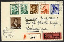1940, J93-96+DV I Serie PJ gest. auf R/Eil-Brief (15518)