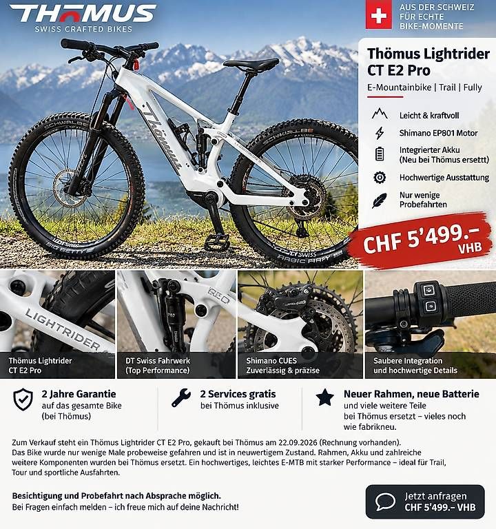 Thömus Velos: Thömus Lightrider CT E2 Pro – Neu (gemäss Beschreibung) aus Ittigen von ZubiTech