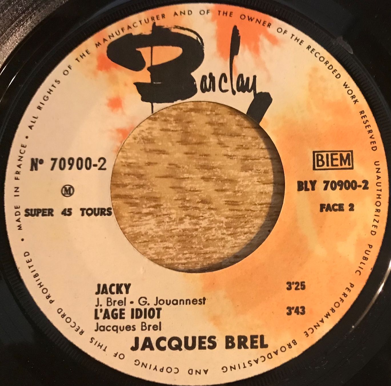 Schallplatten: JACQUES BREL - CES GENS LÀ – Gebraucht aus Bussigny von  2