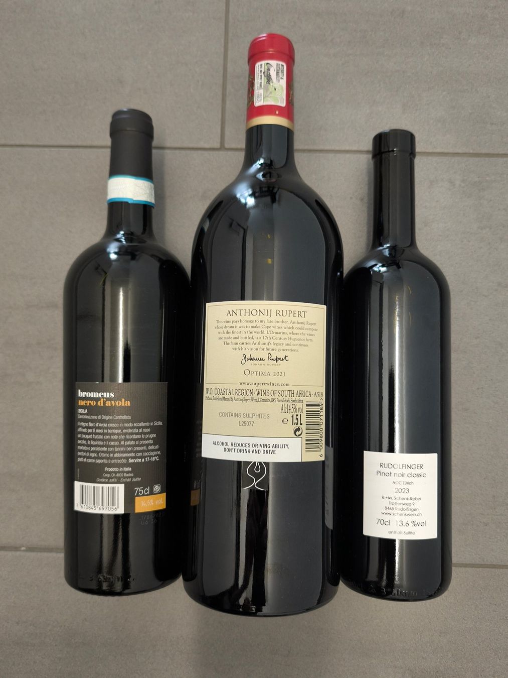 Vino: ANTHONIJ RUPERT OPTIMA / RUDOLFINGER / NERO D'AVOLA – Nuovo e nell'imballaggio originale da Zürich venduto da Bluemex 1
