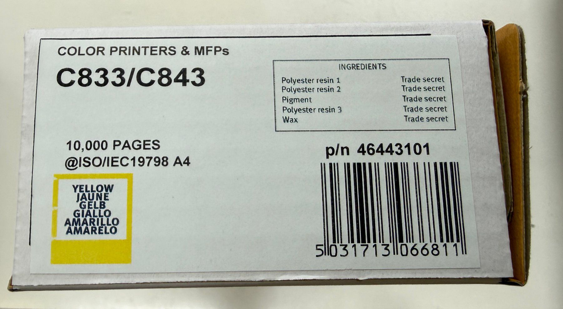 Oki Cartucce per stampanti & toner: OKI-Toner C833/C843 Yellow – Nuovo e nell'imballaggio originale da Kaltbrunn venduto da Aittam 1